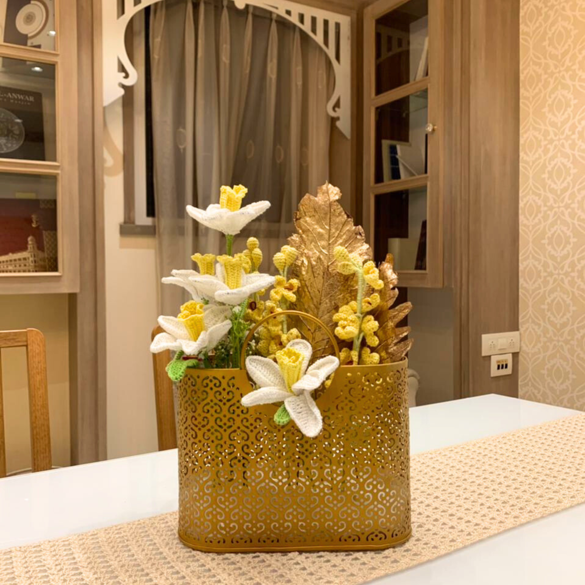 Golden Crochet Flower